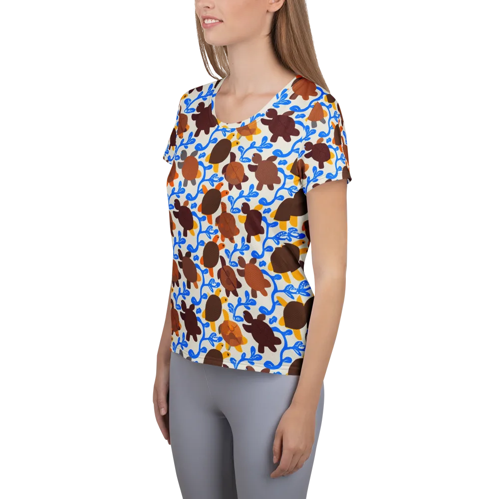 Turtle Current on Women's Athletic T-Shirt — Left