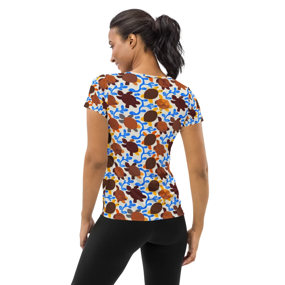 Turtle Current on Women's Athletic T-Shirt — Back