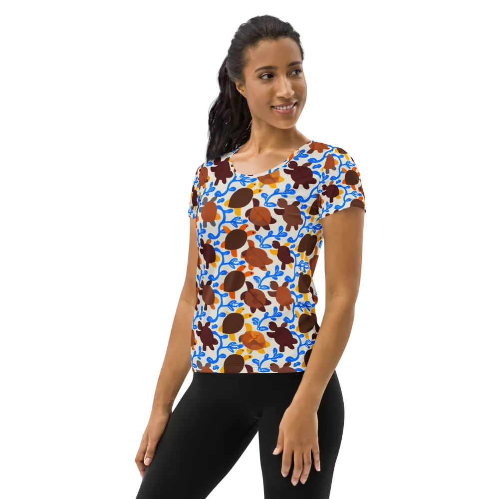Turtle Current on Women's Athletic T-Shirt — Left