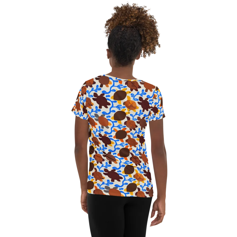 Turtle Current on Women's Athletic T-Shirt — Back