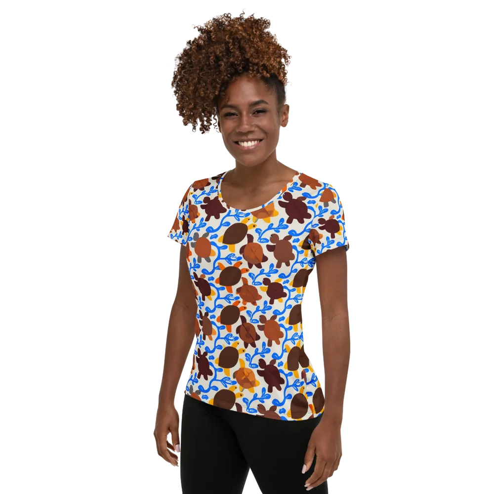 Turtle Current on Women's Athletic T-Shirt — Left