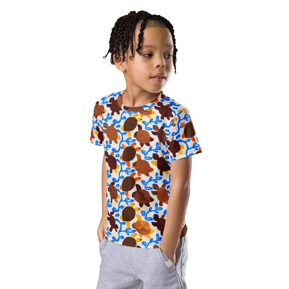 Turtle Current on Kids Crew Neck T-Shirt — Left Front