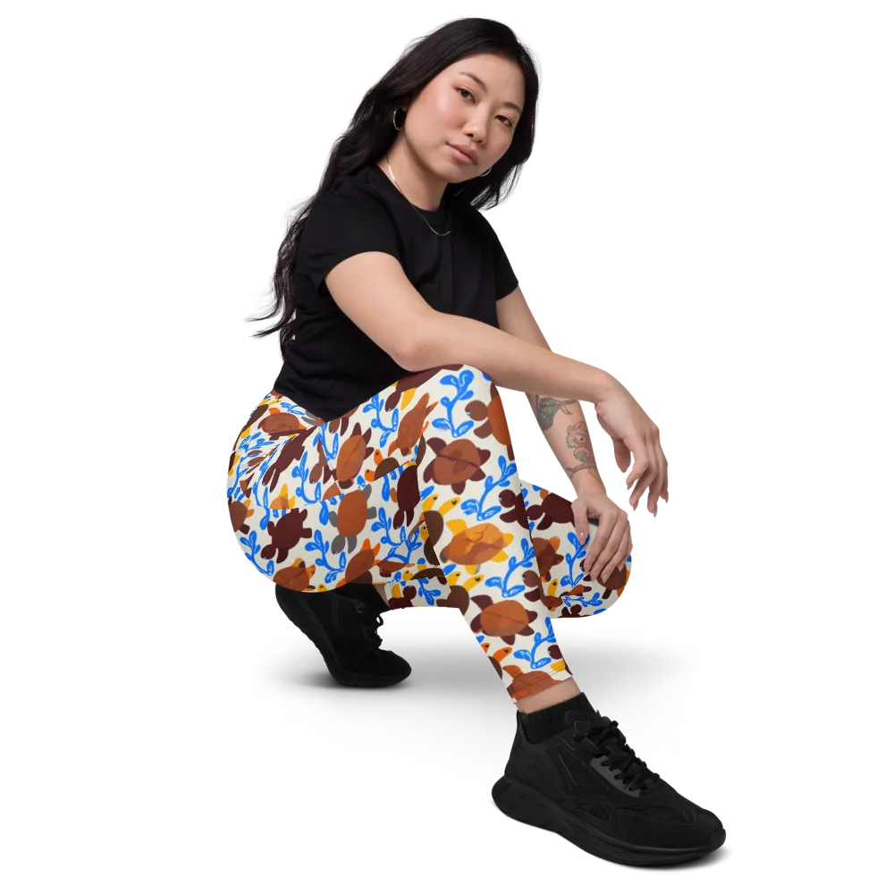 Turtle Current on Leggings with Pockets — Right Front