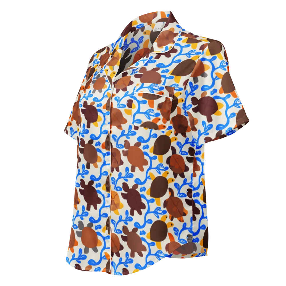 Turtle Current on Women's Short Sleeve Pajama Top — Left Front