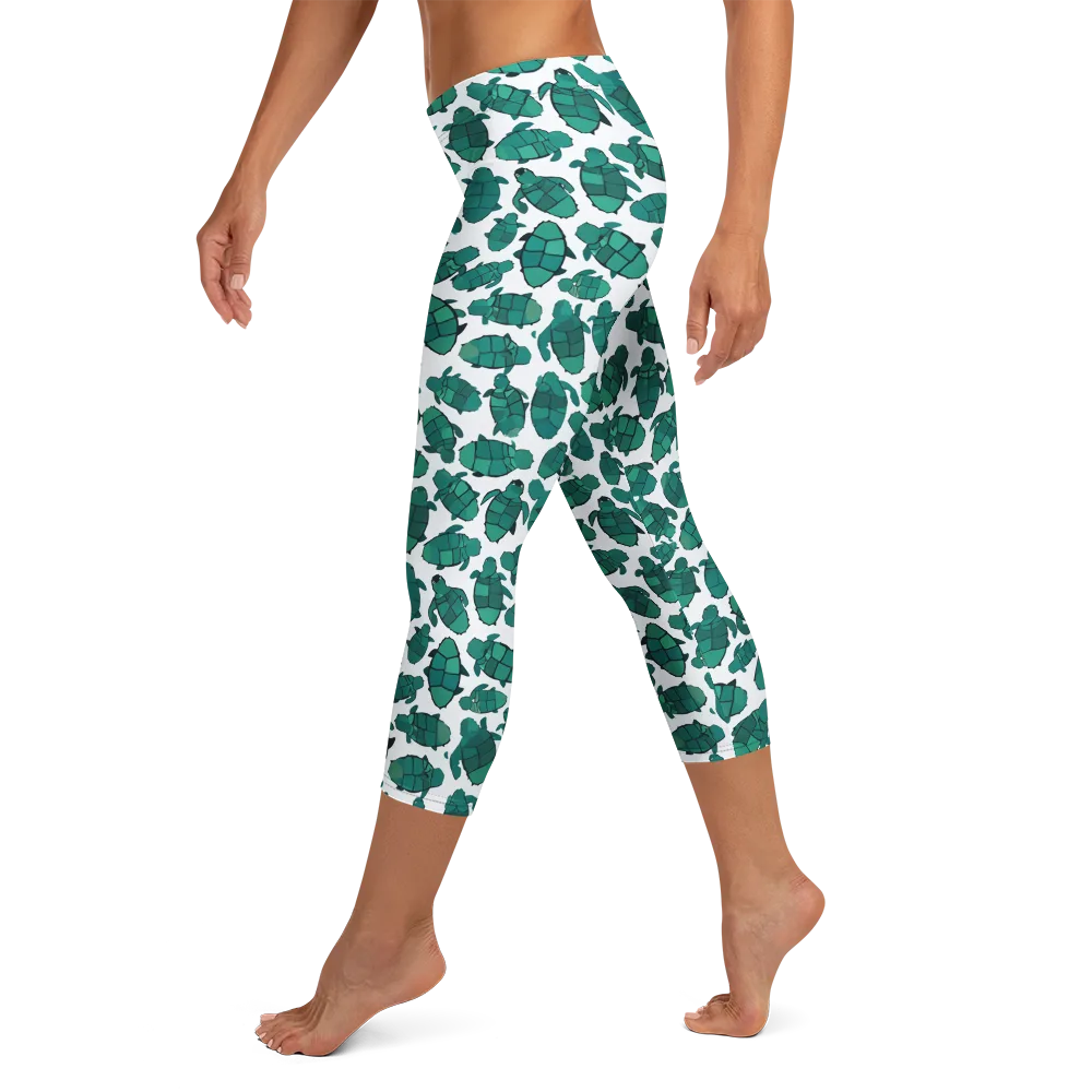 Verdant Hatchlings on Capri Leggings — Left