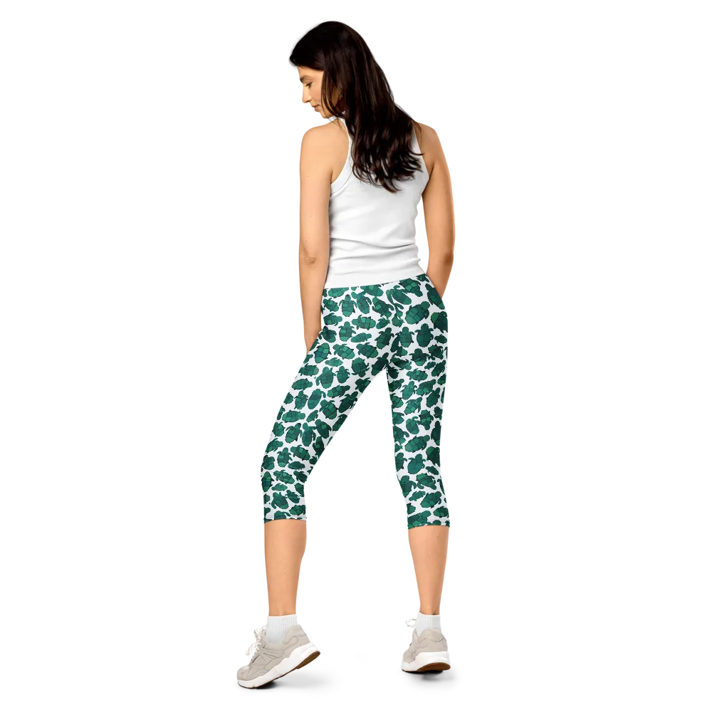 Verdant Hatchlings on Capri Leggings — Back