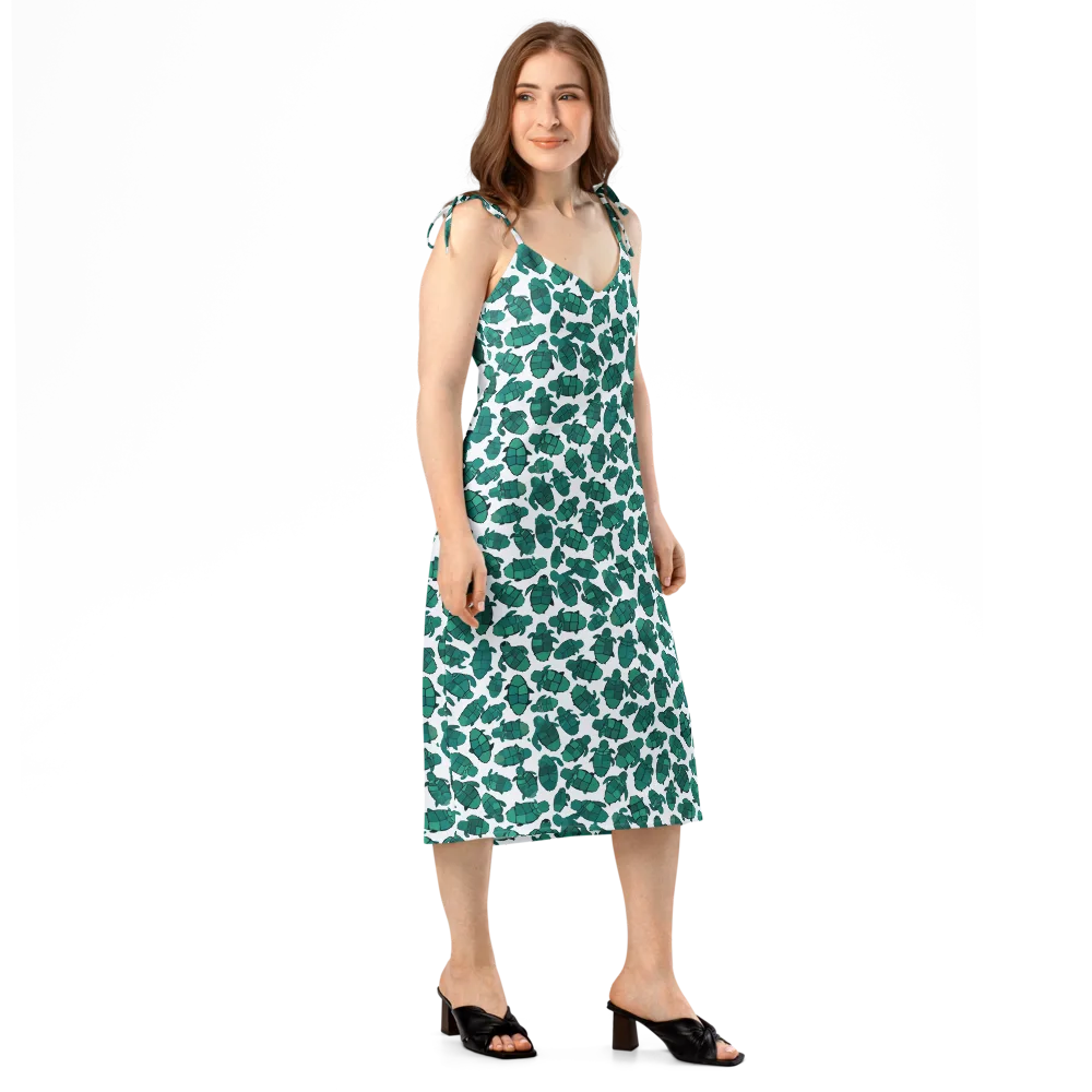 Verdant Hatchlings on Slip Dress — Right Front
