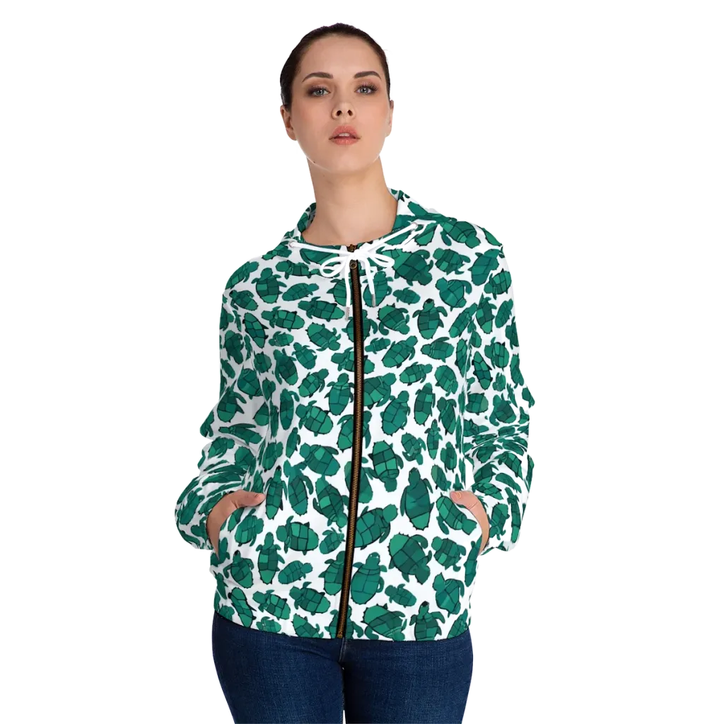 Verdant Hatchlings on Women's Full-Zip Hoodie — Front On Person
