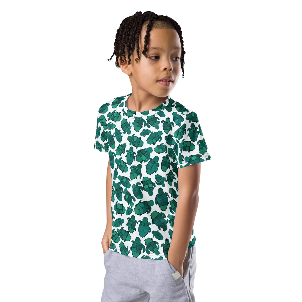 Verdant Hatchlings on Kids Crew Neck T-Shirt — Left Front