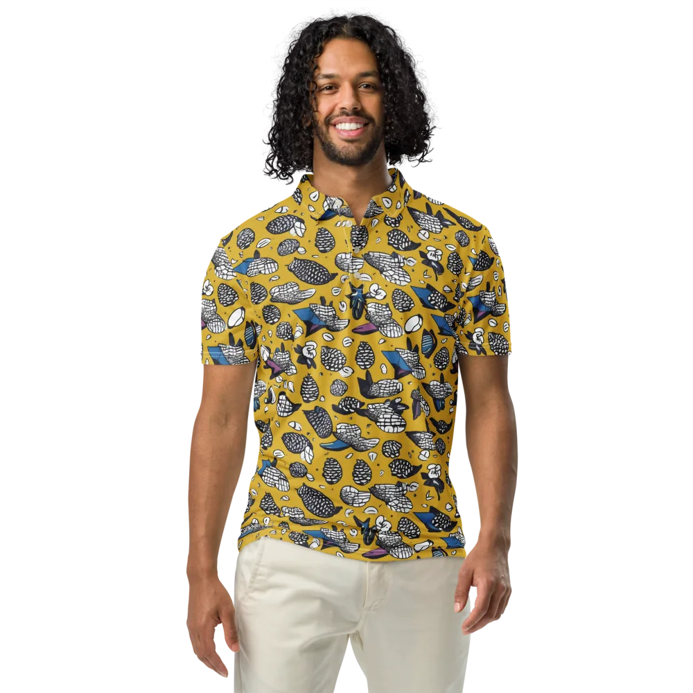 Golden Beetle Parade on Men's Slim Fit Polo Shirt — Front