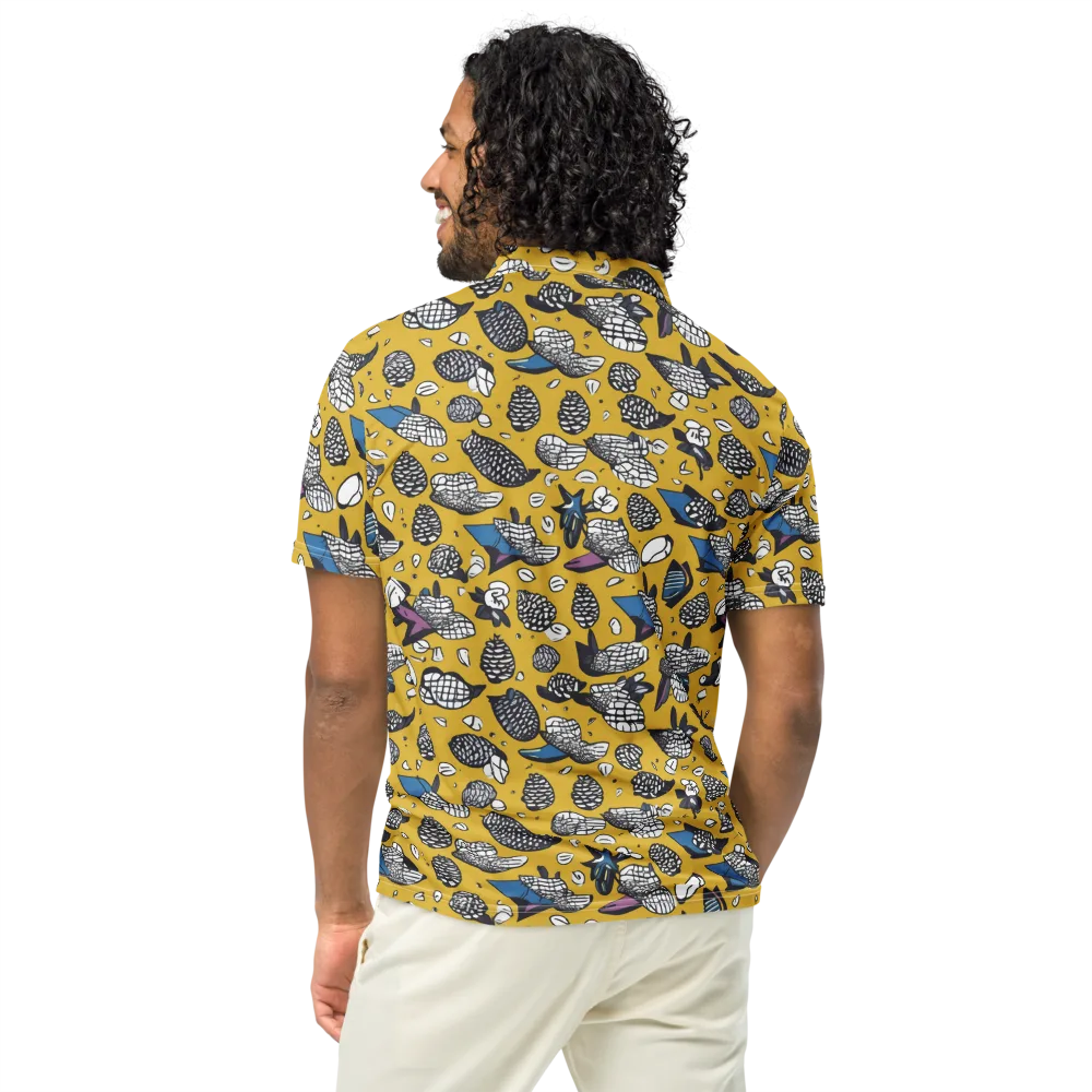 Golden Beetle Parade on Men's Slim Fit Polo Shirt — Back