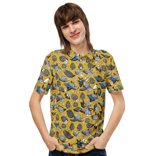 Golden Beetle Parade on a Men's Slim Fit Polo Shirt