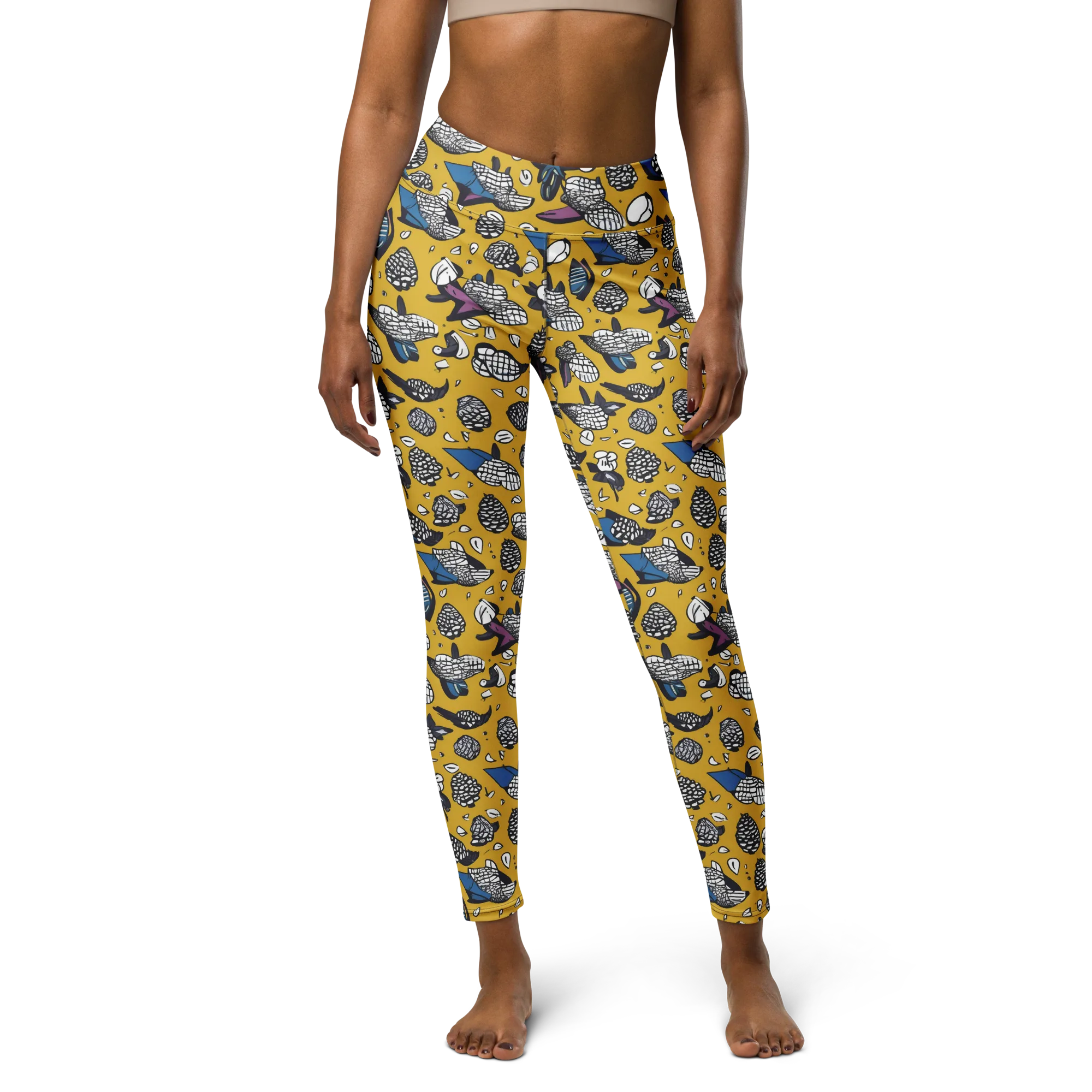 Golden Beetle Parade on Yoga Leggings — Front