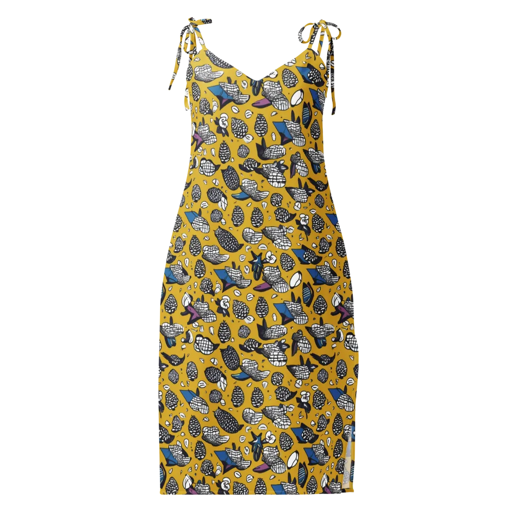 Golden Beetle Parade on Slip Dress — Front