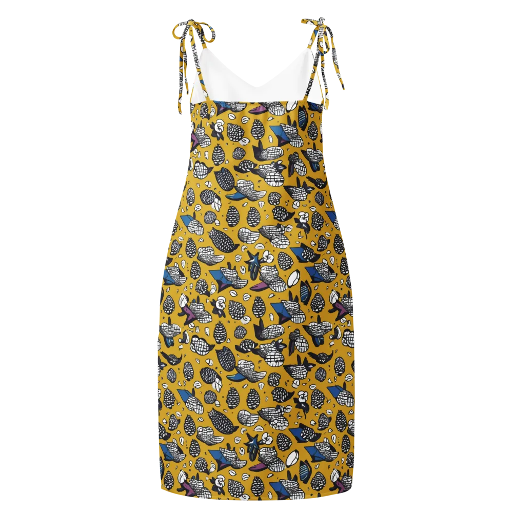 Golden Beetle Parade on Slip Dress — Back