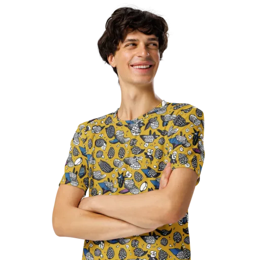 Golden Beetle Parade on a Men's Crew Neck T-Shirt