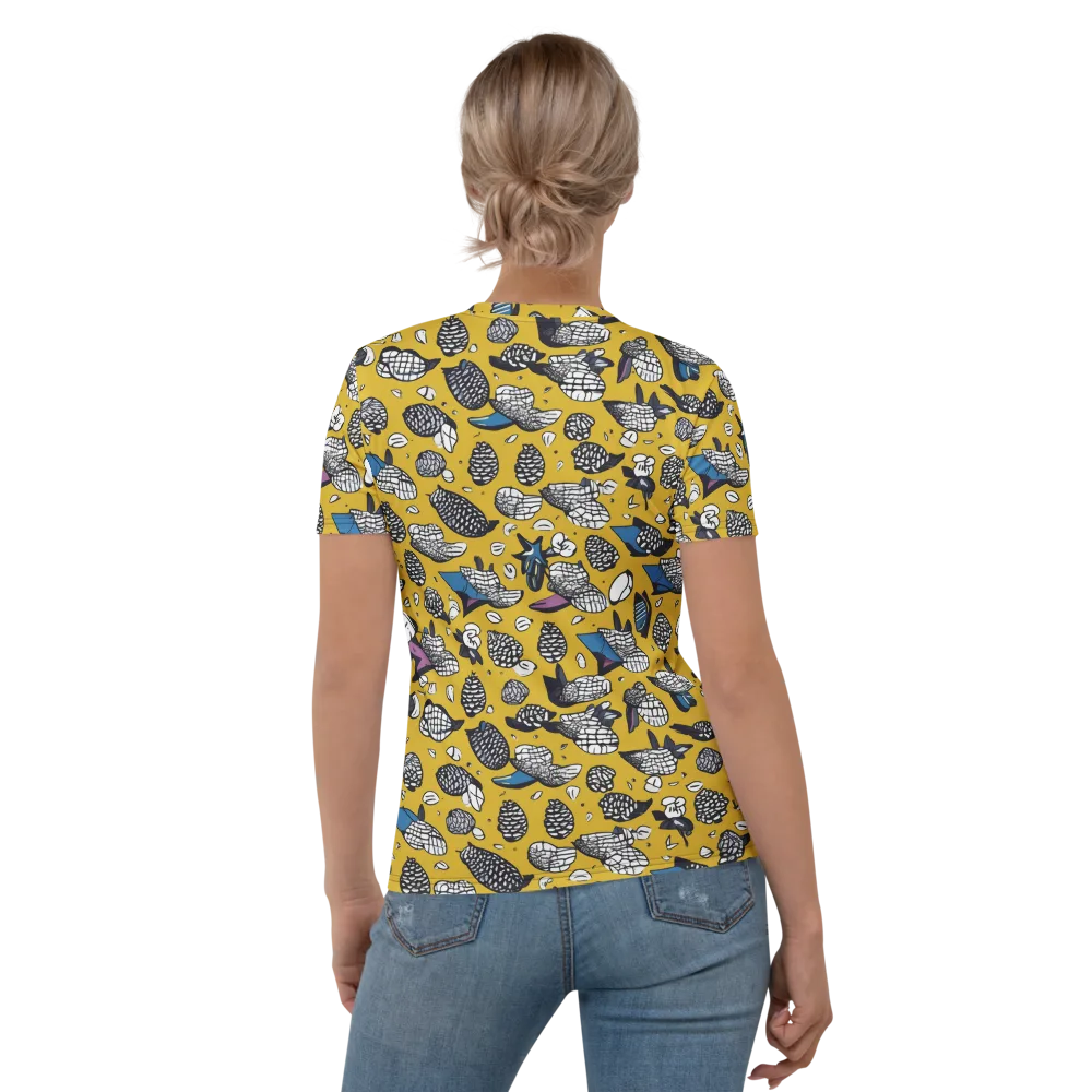 Golden Beetle Parade on Women's Crew Neck T-Shirt — Back