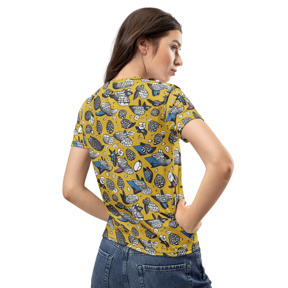 Golden Beetle Parade on Women's Crew Neck T-Shirt — Back