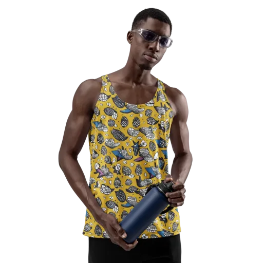Golden Beetle Parade on a Men's Tank Top