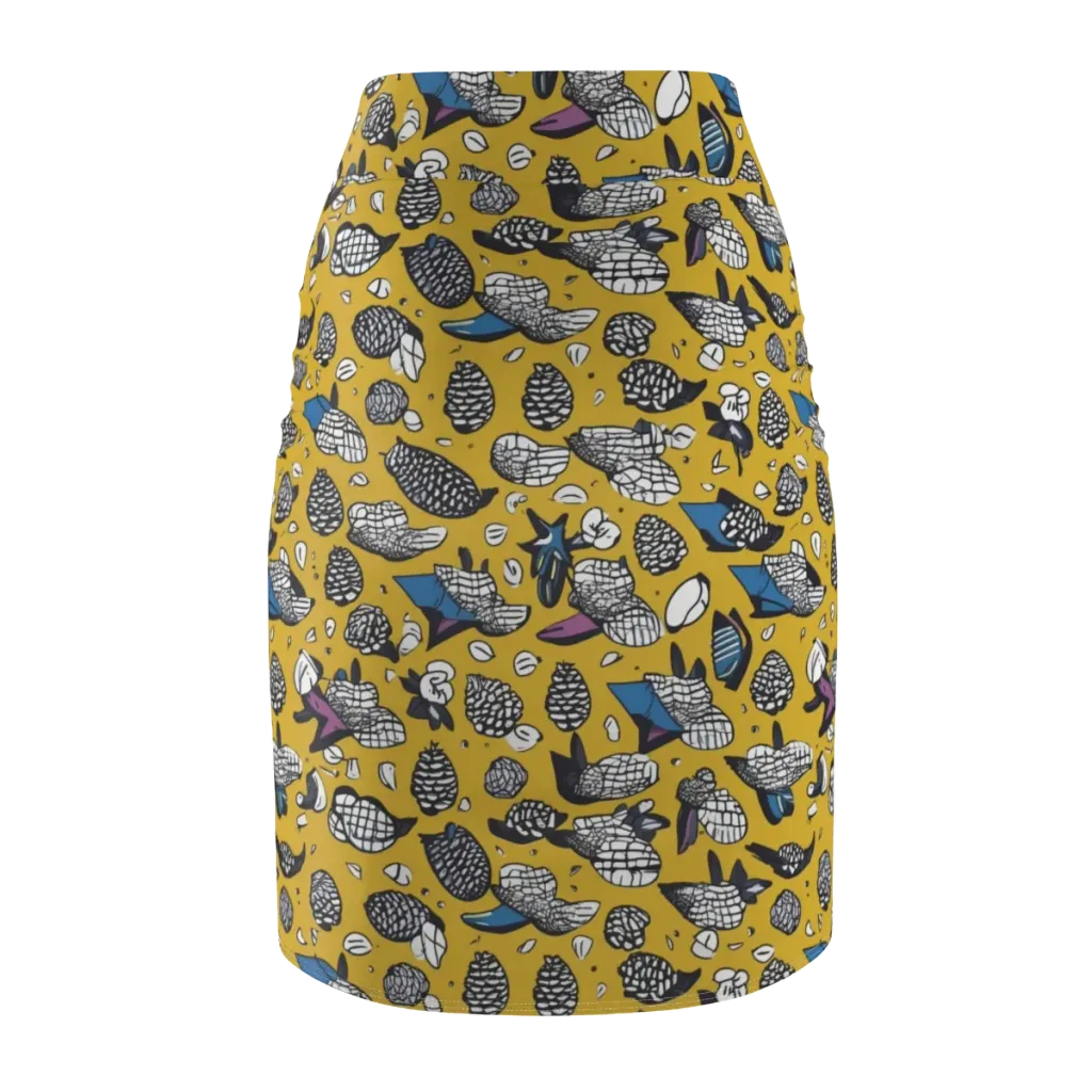 Golden Beetle Parade on Pencil Skirt — Back