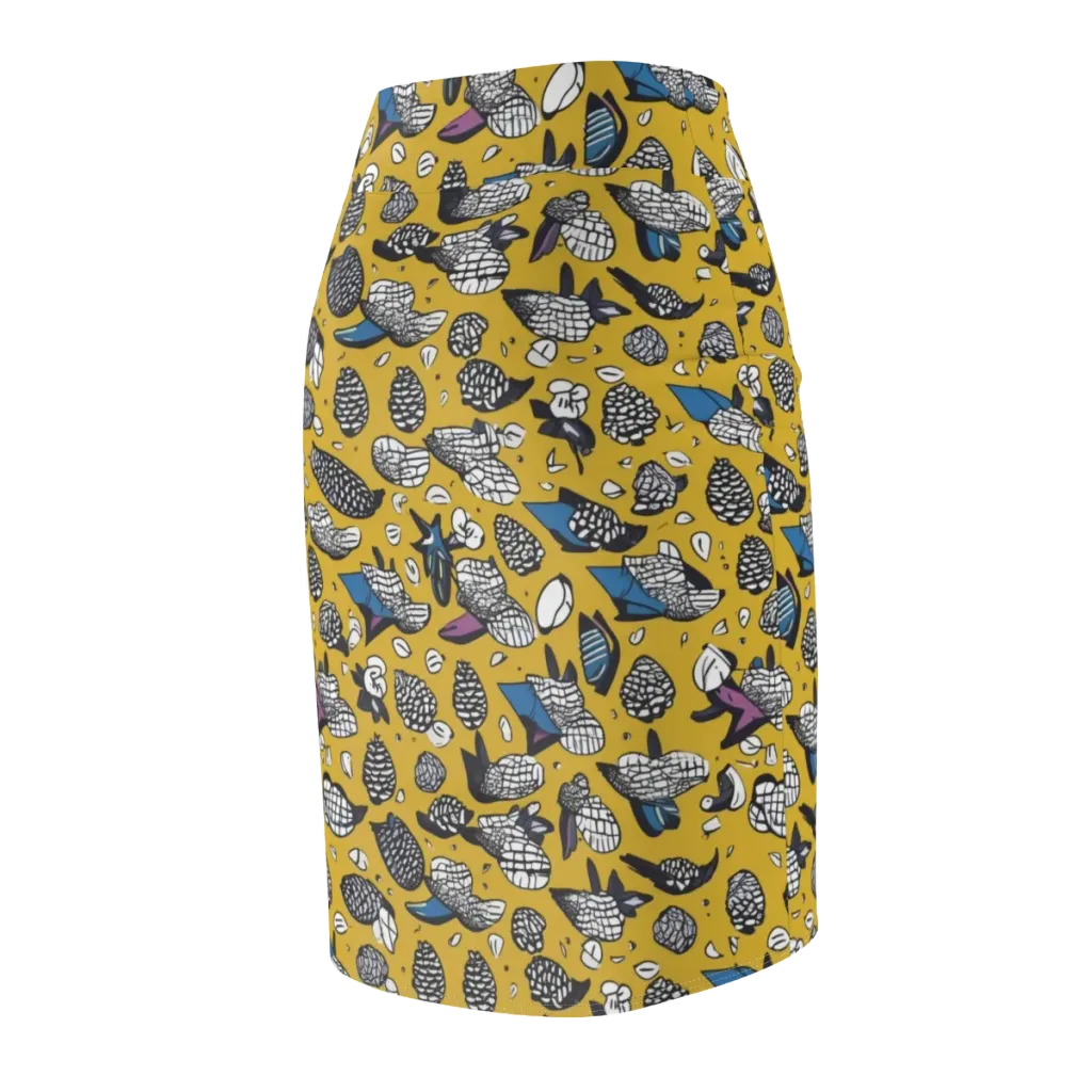 Golden Beetle Parade on Pencil Skirt — Back Side