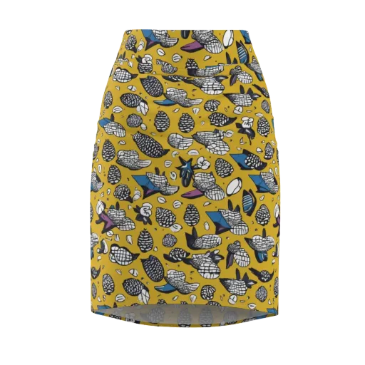 Golden Beetle Parade on a Pencil Skirt