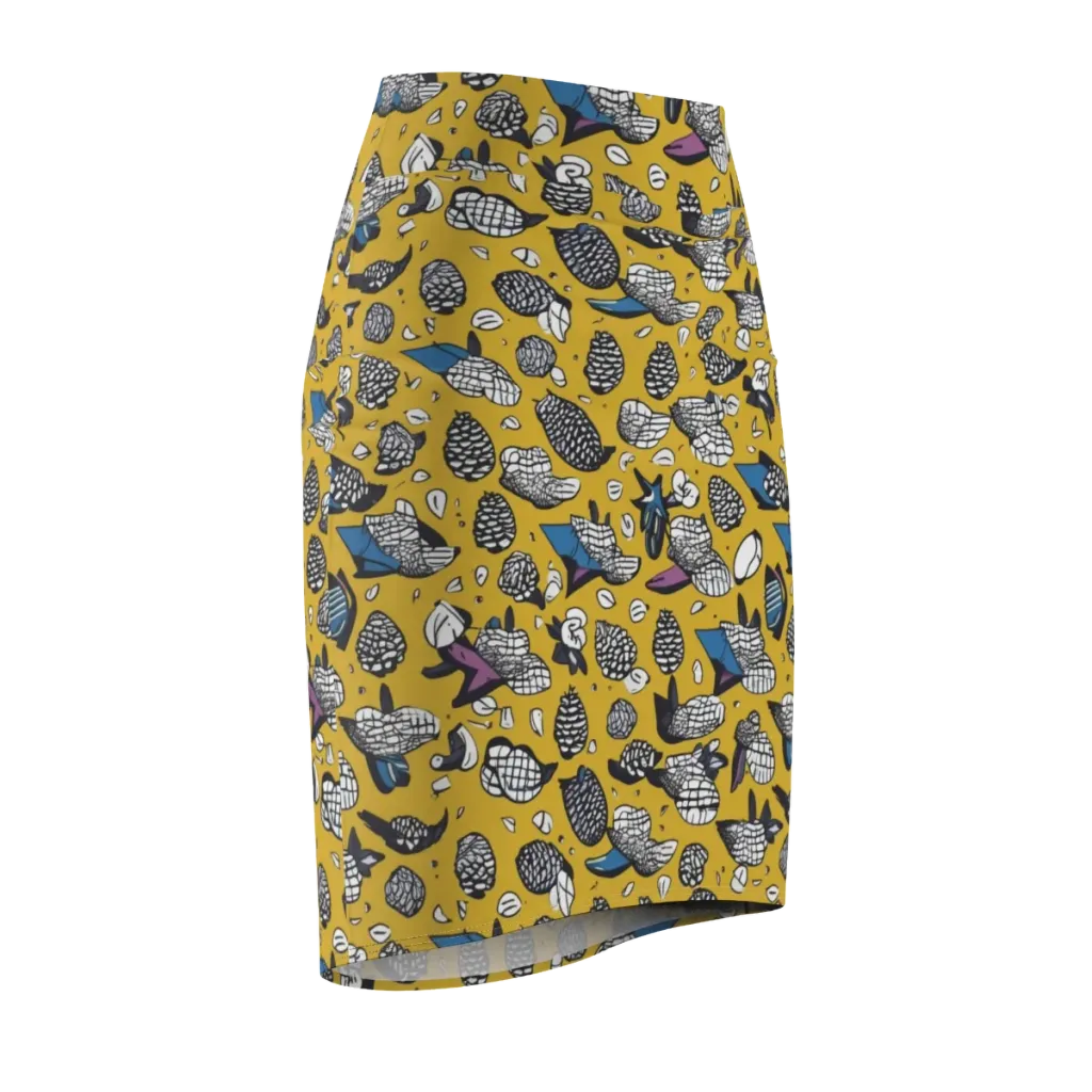 Golden Beetle Parade on Pencil Skirt — Front Side
