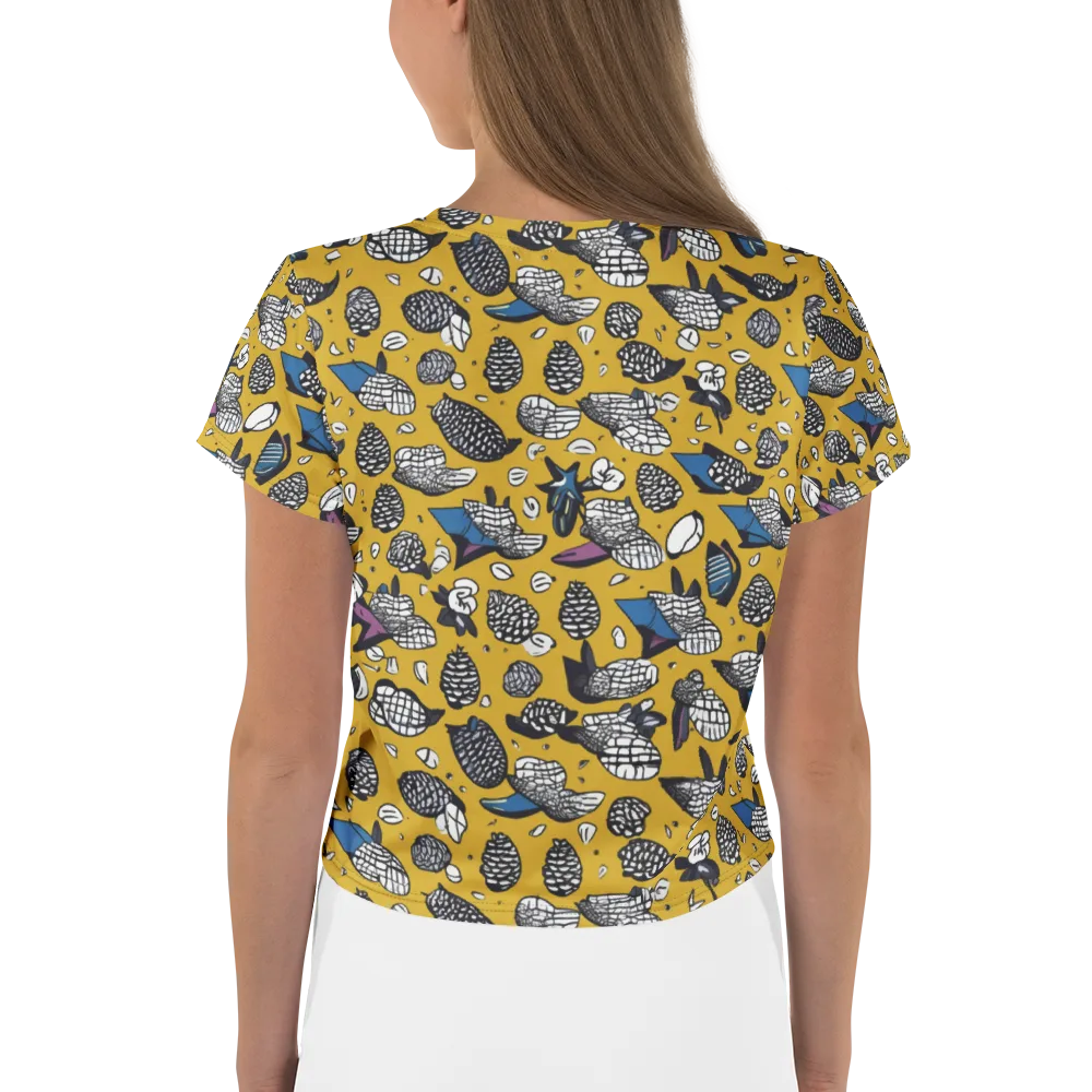 Golden Beetle Parade on Crop Tee — Back