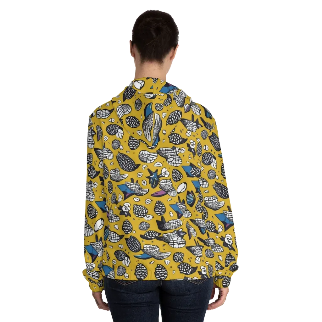 Golden Beetle Parade on Women's Full-Zip Hoodie — Back On Person