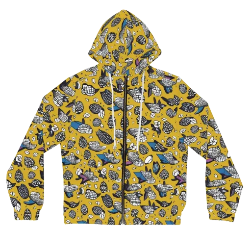 Golden Beetle Parade on a Women's Full-Zip Hoodie