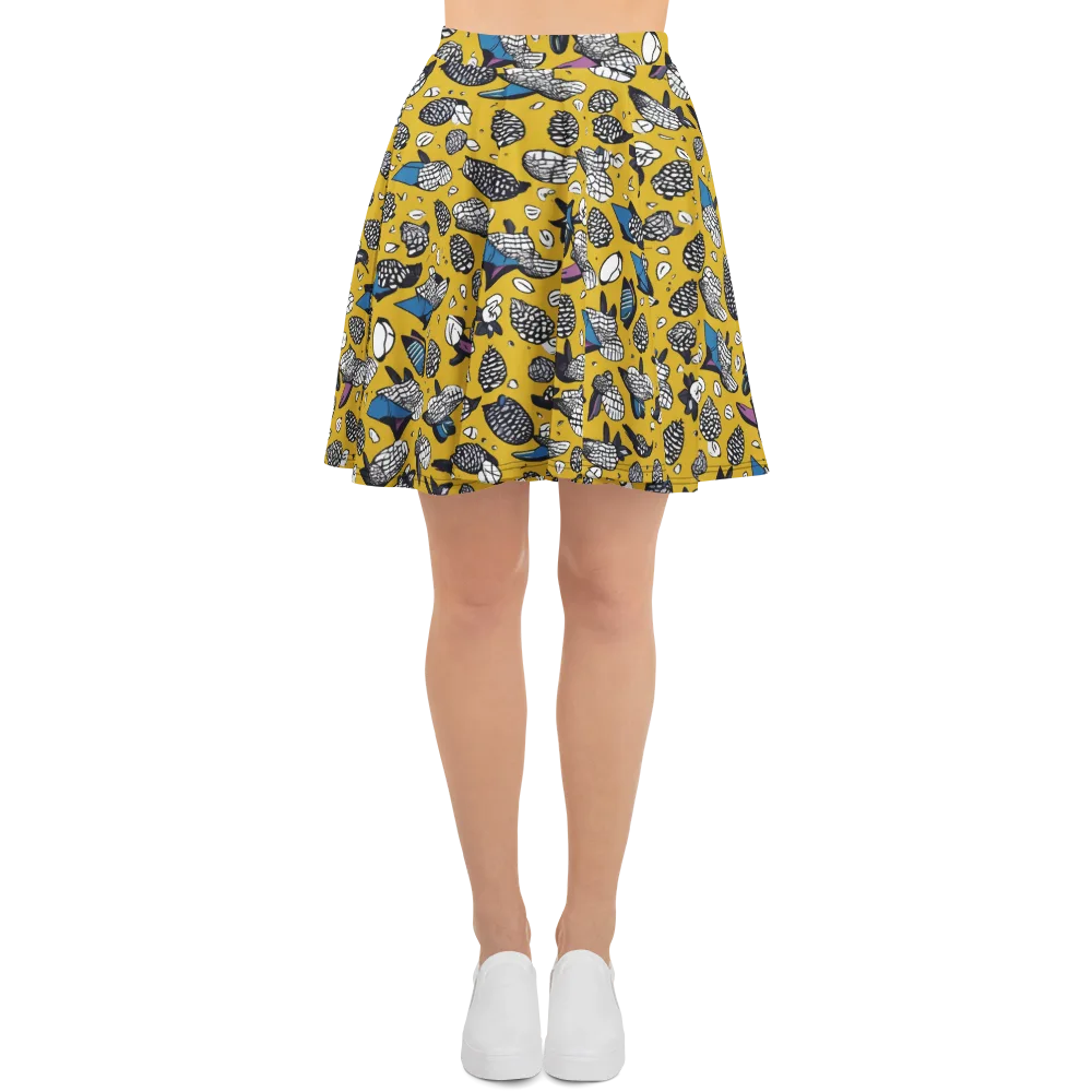 Golden Beetle Parade on Skater Skirt — Front