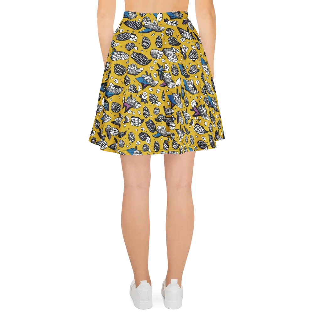Golden Beetle Parade on Skater Skirt — Back