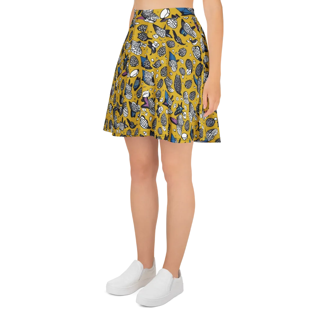 Golden Beetle Parade on Skater Skirt — Left