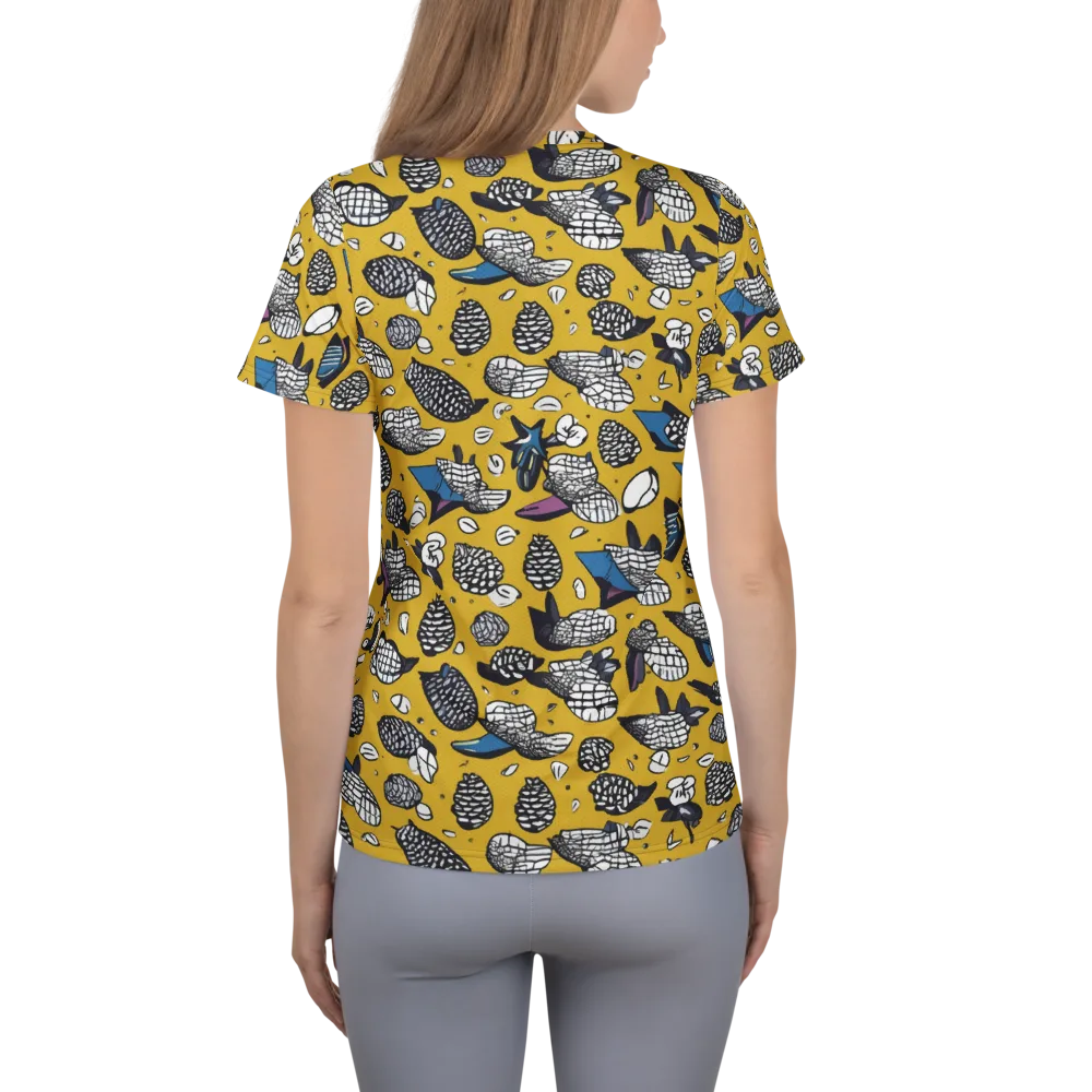 Golden Beetle Parade on Women's Athletic T-Shirt — Back
