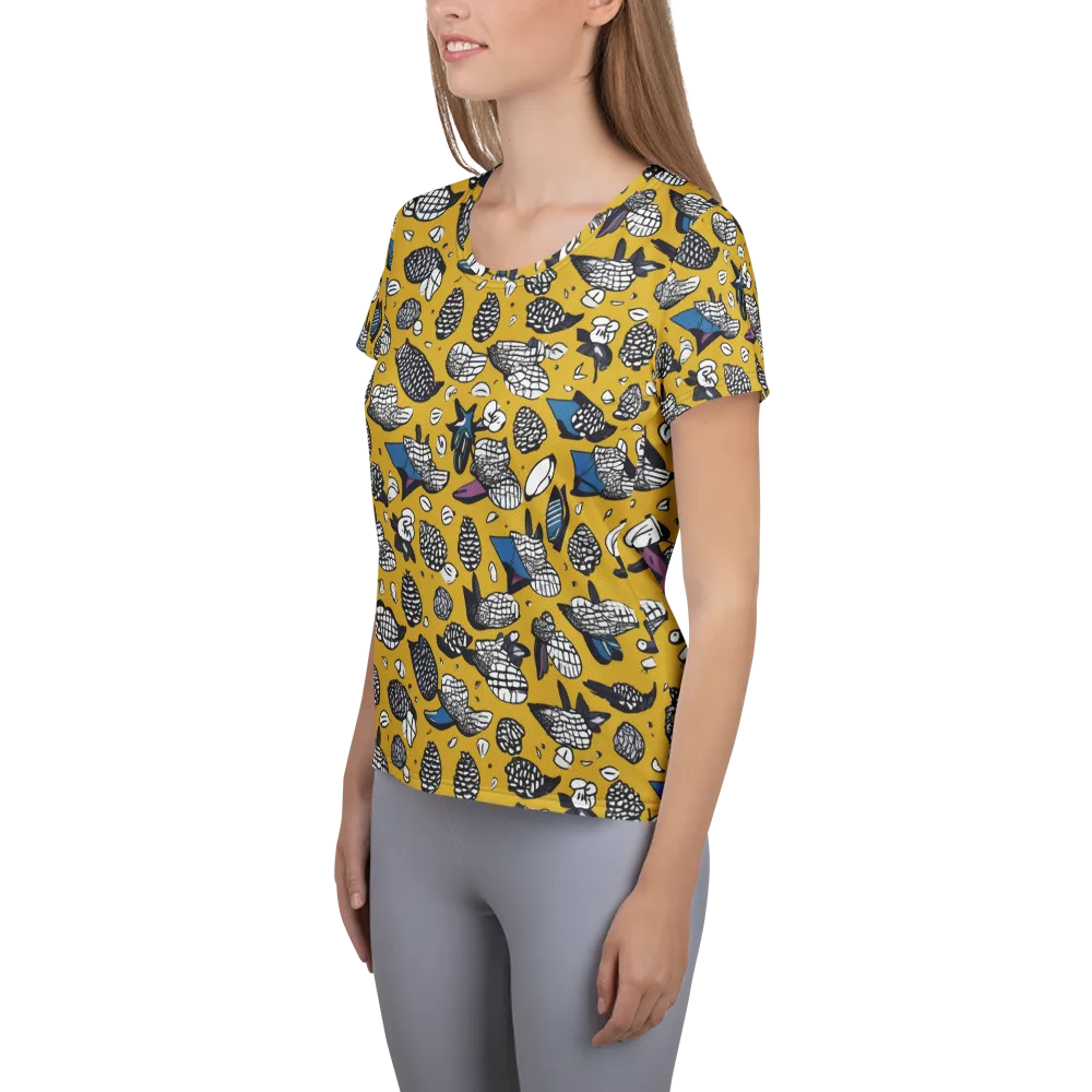 Golden Beetle Parade on Women's Athletic T-Shirt — Left