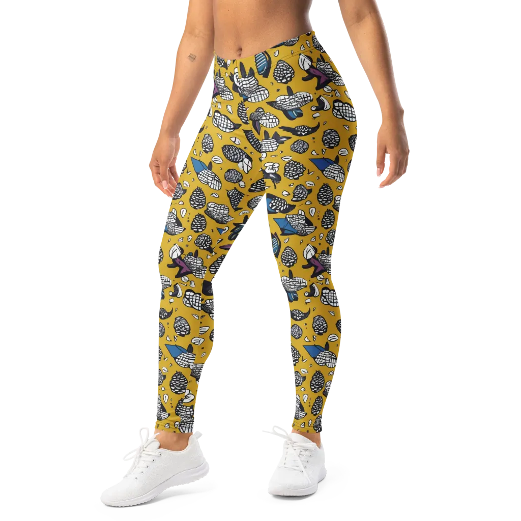 Golden Beetle Parade on Leggings — Left Front