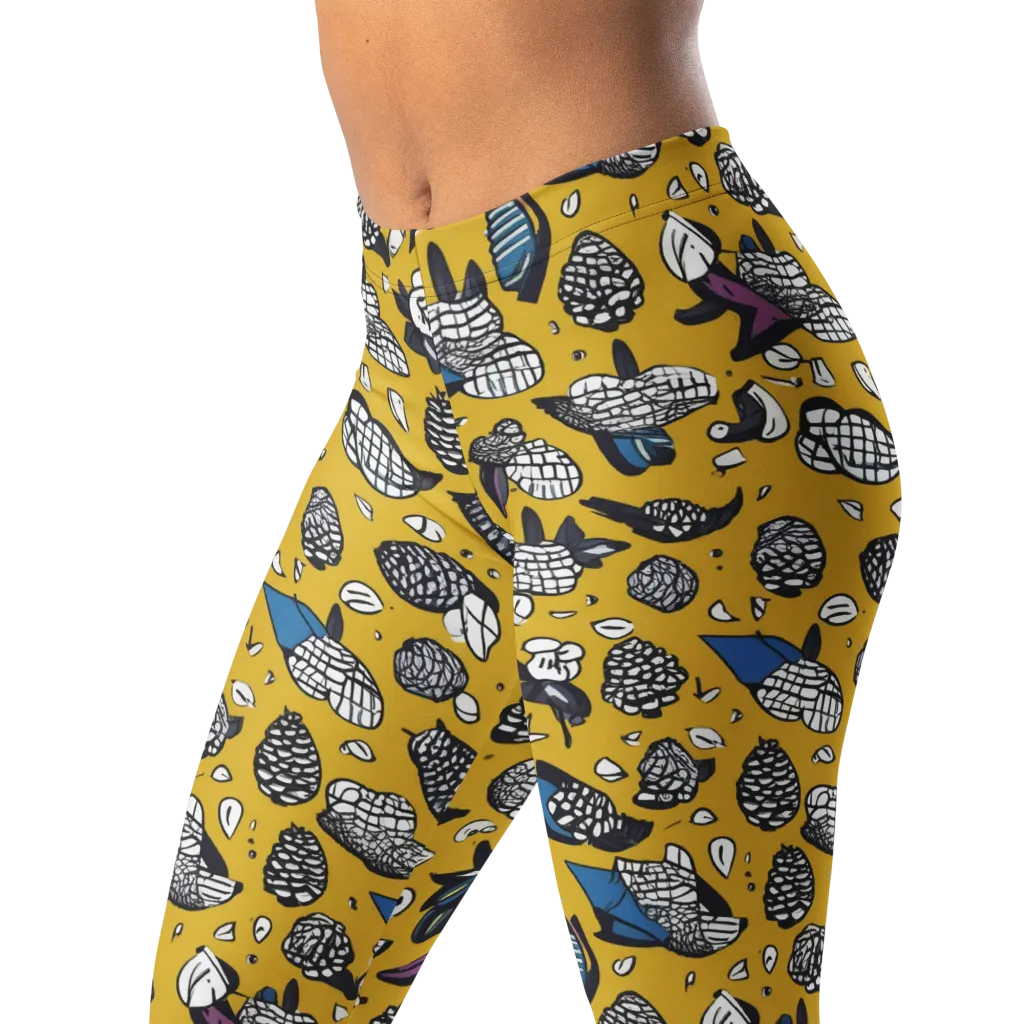 Golden Beetle Parade on Leggings — Left Front