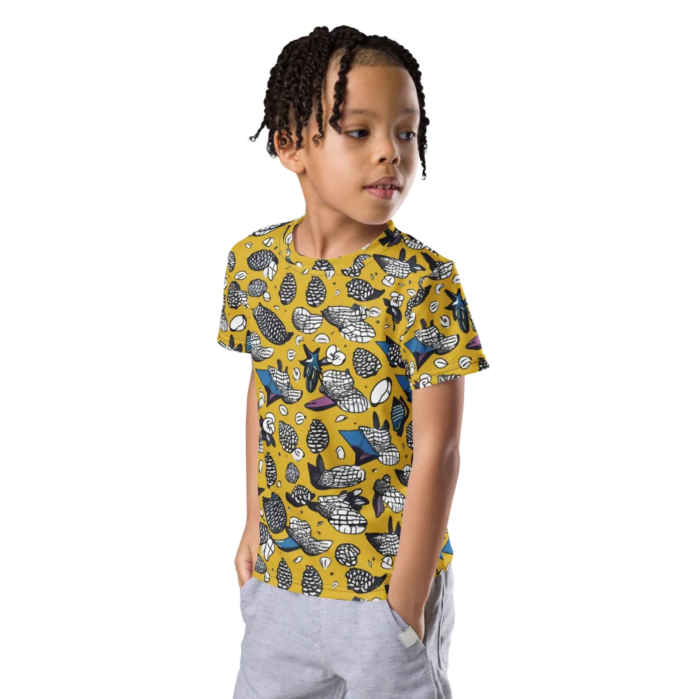 Golden Beetle Parade on Kids Crew Neck T-Shirt — Left Front