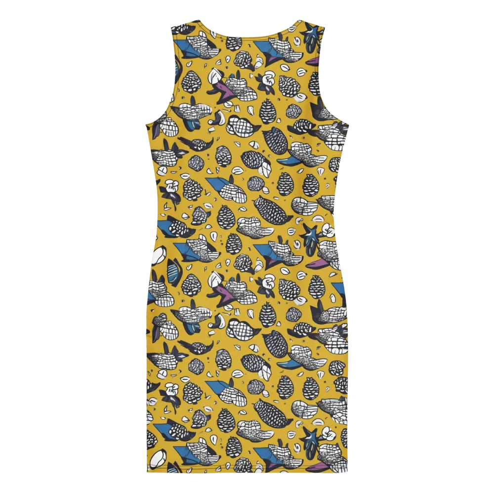 Golden Beetle Parade on Bodycon Dress — Back
