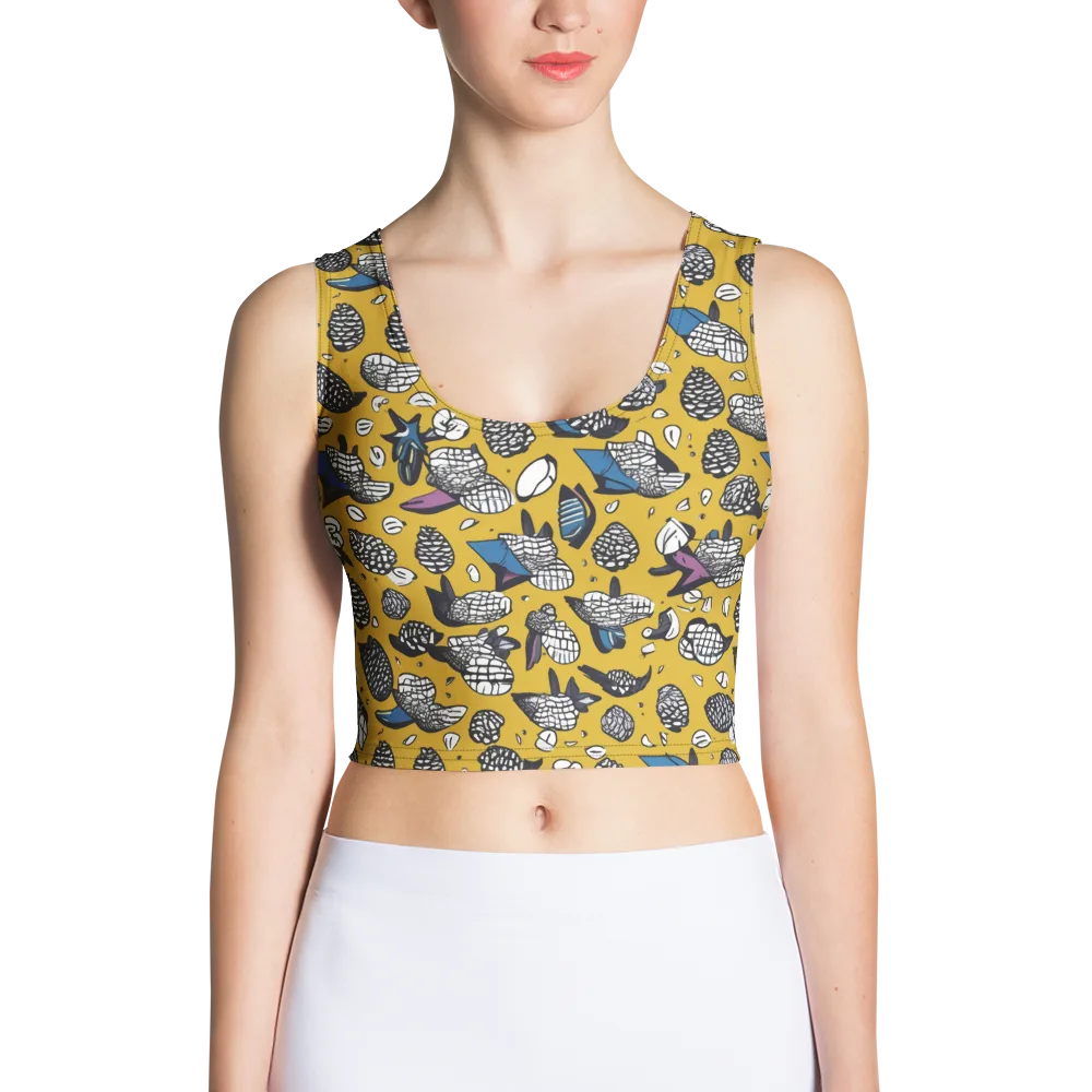 Golden Beetle Parade on Crop Top — Front
