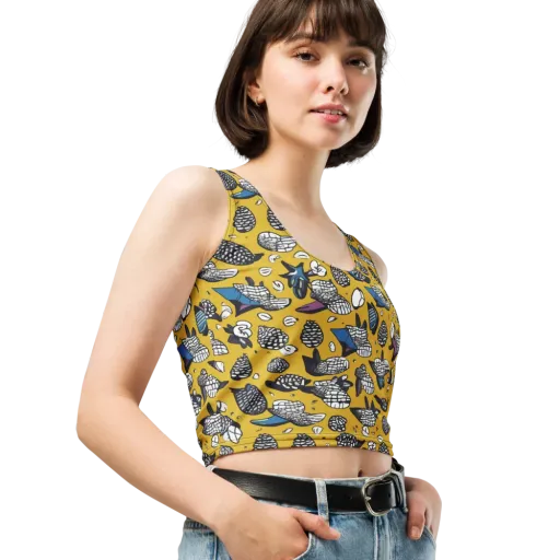 Golden Beetle Parade on a Crop Top
