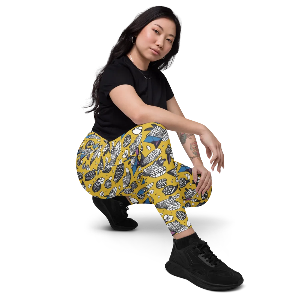Golden Beetle Parade on Leggings with Pockets — Right Front