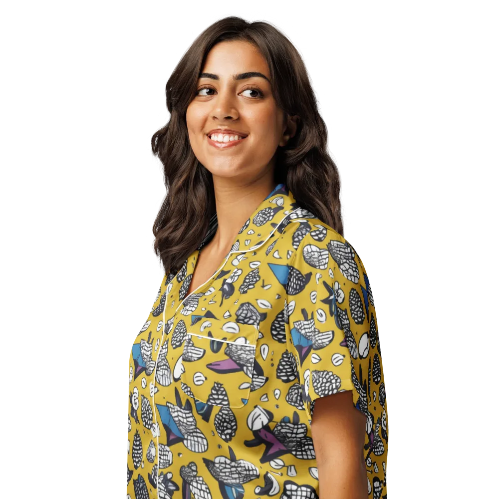 Golden Beetle Parade on Women's Short Sleeve Pajama Top — Left Front
