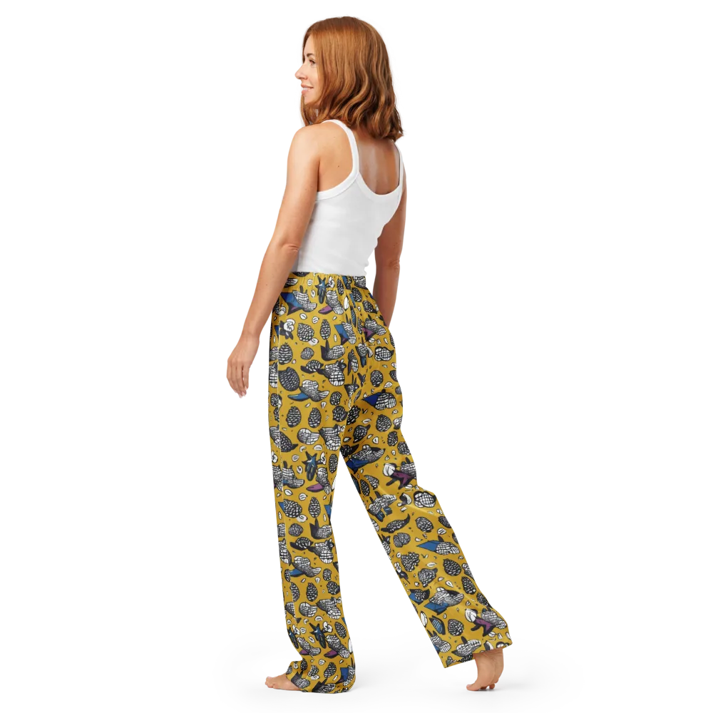 Golden Beetle Parade on Women's Pajama Pants — Back