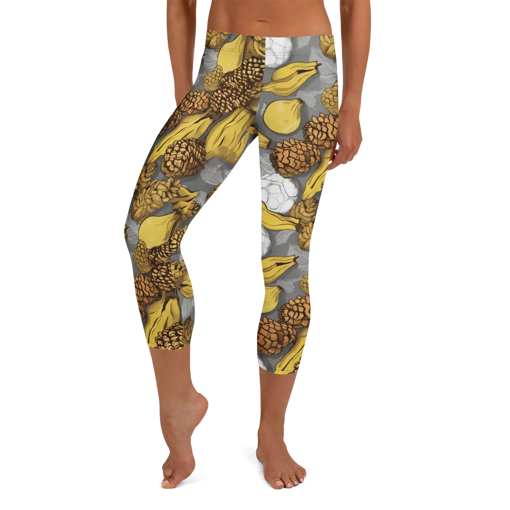 Banana Pinecone on Capri Leggings — Front