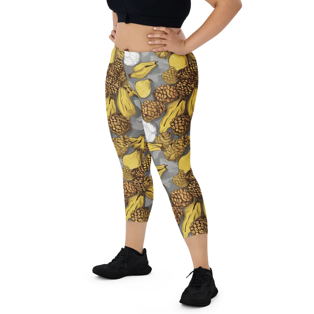 Banana Pinecone on Capri Leggings — Front