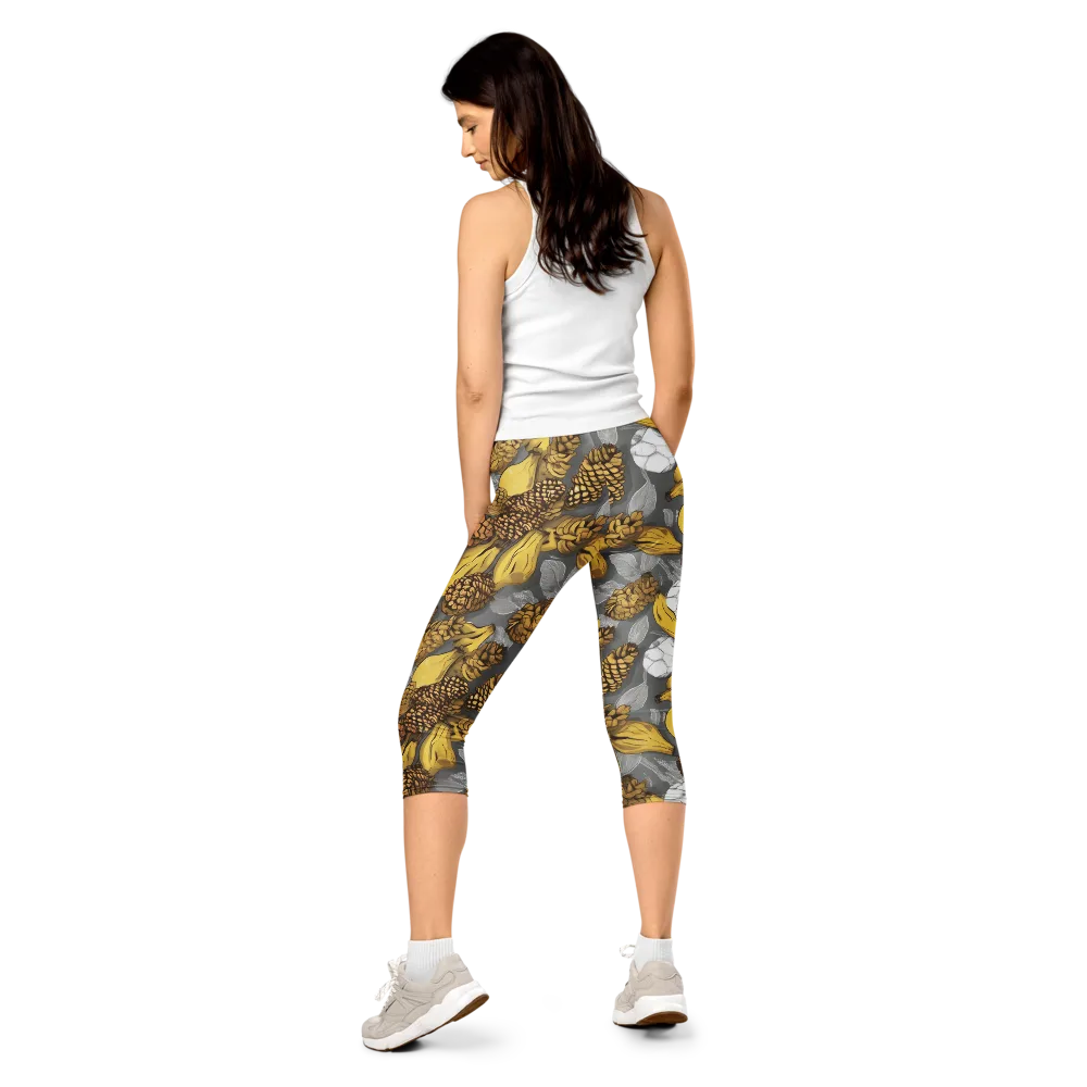 Banana Pinecone on Capri Leggings — Back