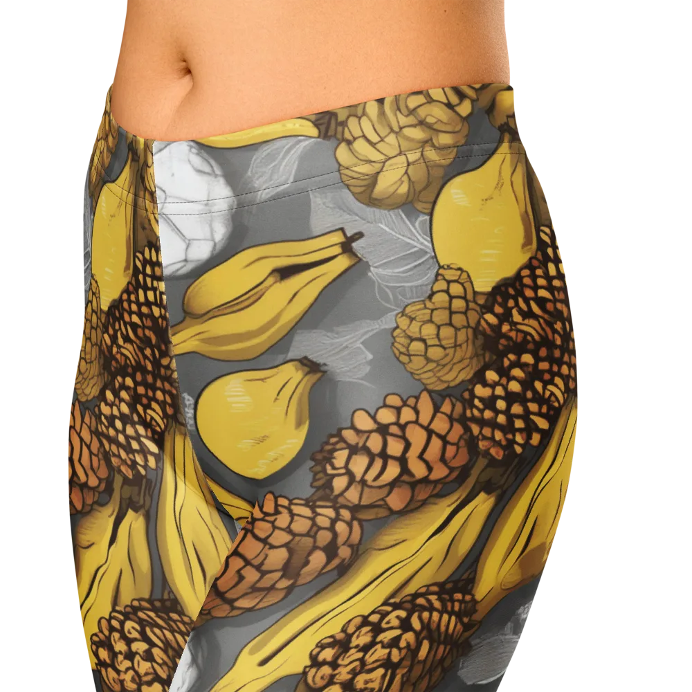 Banana Pinecone on Capri Leggings — Zoomed-in