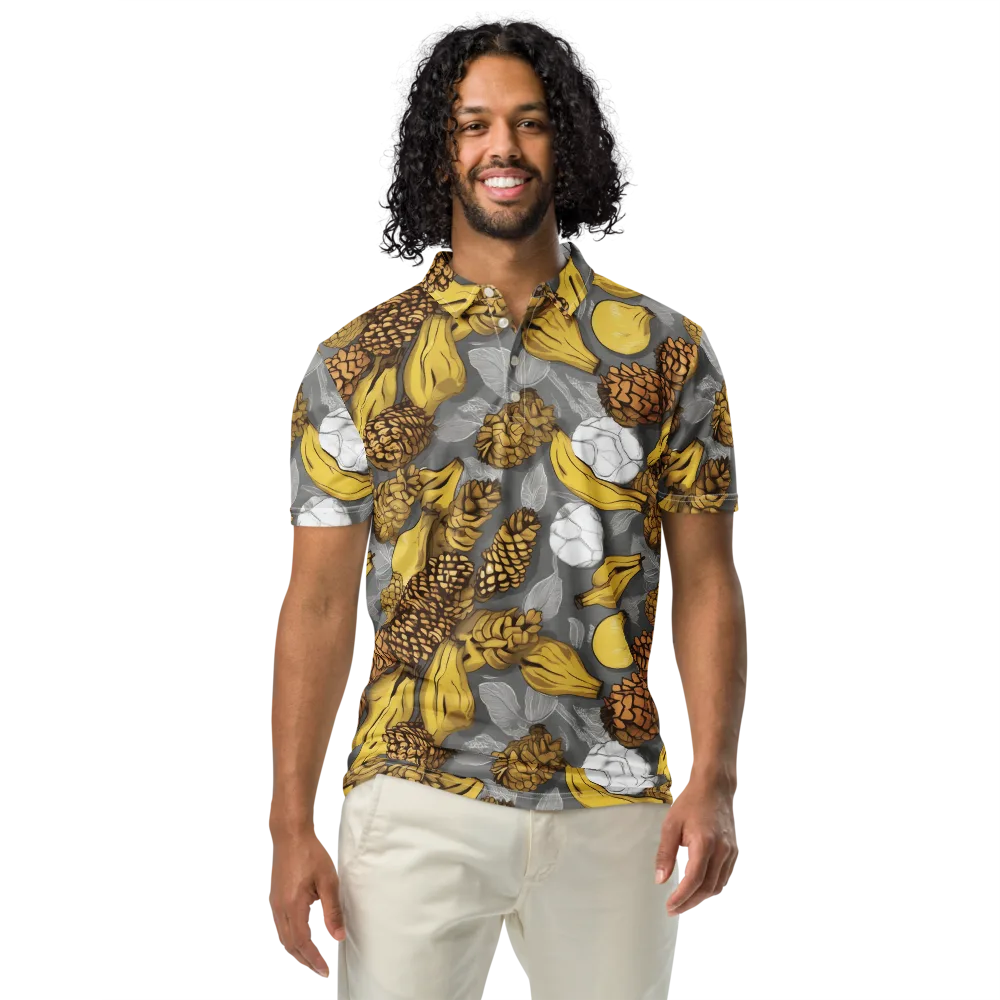 Banana Pinecone on Men's Slim Fit Polo Shirt — Front