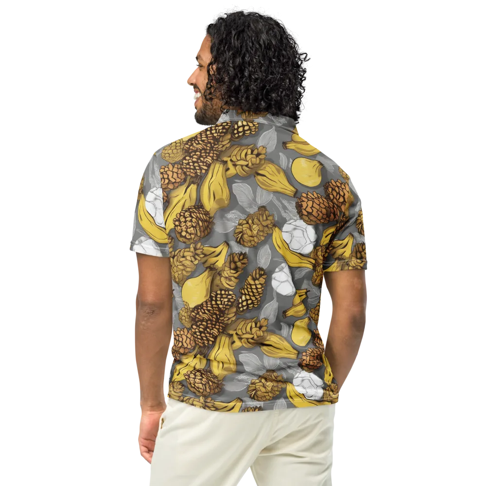 Banana Pinecone on Men's Slim Fit Polo Shirt — Back